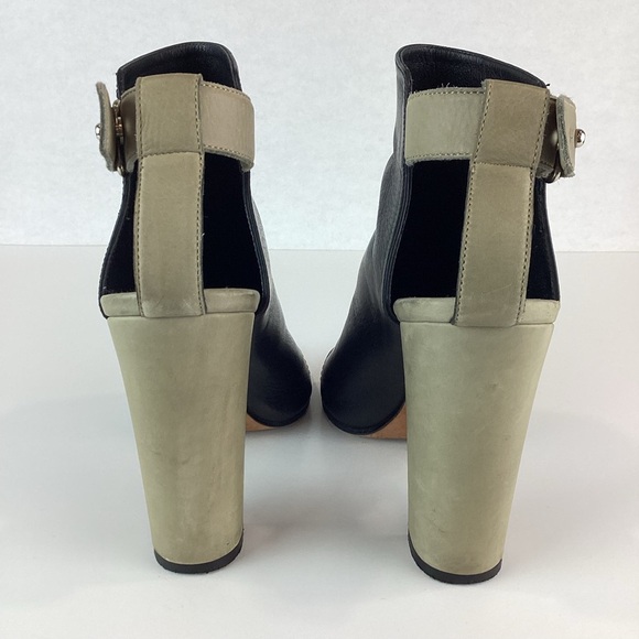 Vince Addison Peep Toe Black Leather Bootie | 8 - Picture 4 of 13